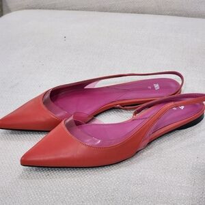 NWT.Zara Women's Coral Slingback Flats